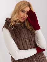 Hurt Bordowe zimowe rękawiczki z wycięciem 