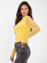 Żółta elegancka bluzka z siateczki