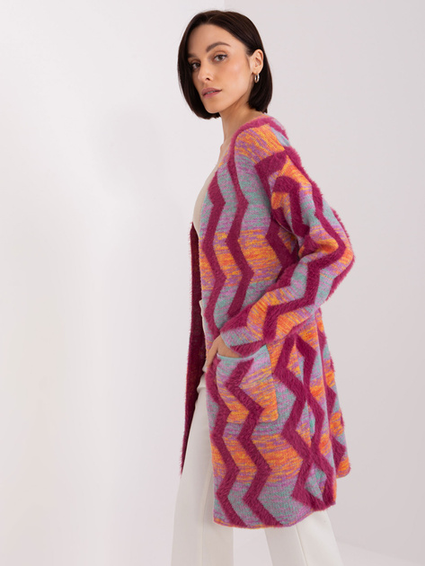 Hurt Fuksjowy wzorzysty kardigan z kieszeniami