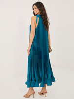 Morska plisowana sukienka z falbaną RUE PARIS 