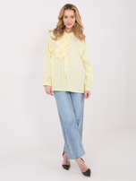 Jasnożółta koszula z kwiatową aplikacją 3D