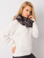 Czarno-koralowa chusta we wzory