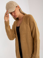 Hurt Camelowy langer Cardigan mit Taschen RUE PARIS.