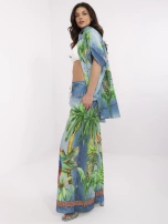 Niebieskie letnie spodnie damskie od kompletu