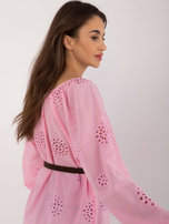 Hurt Różowa ażurowa bluzka casualowa w stylu boho