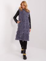 Hurt Szara rozpinana kamizelka z eko futerka