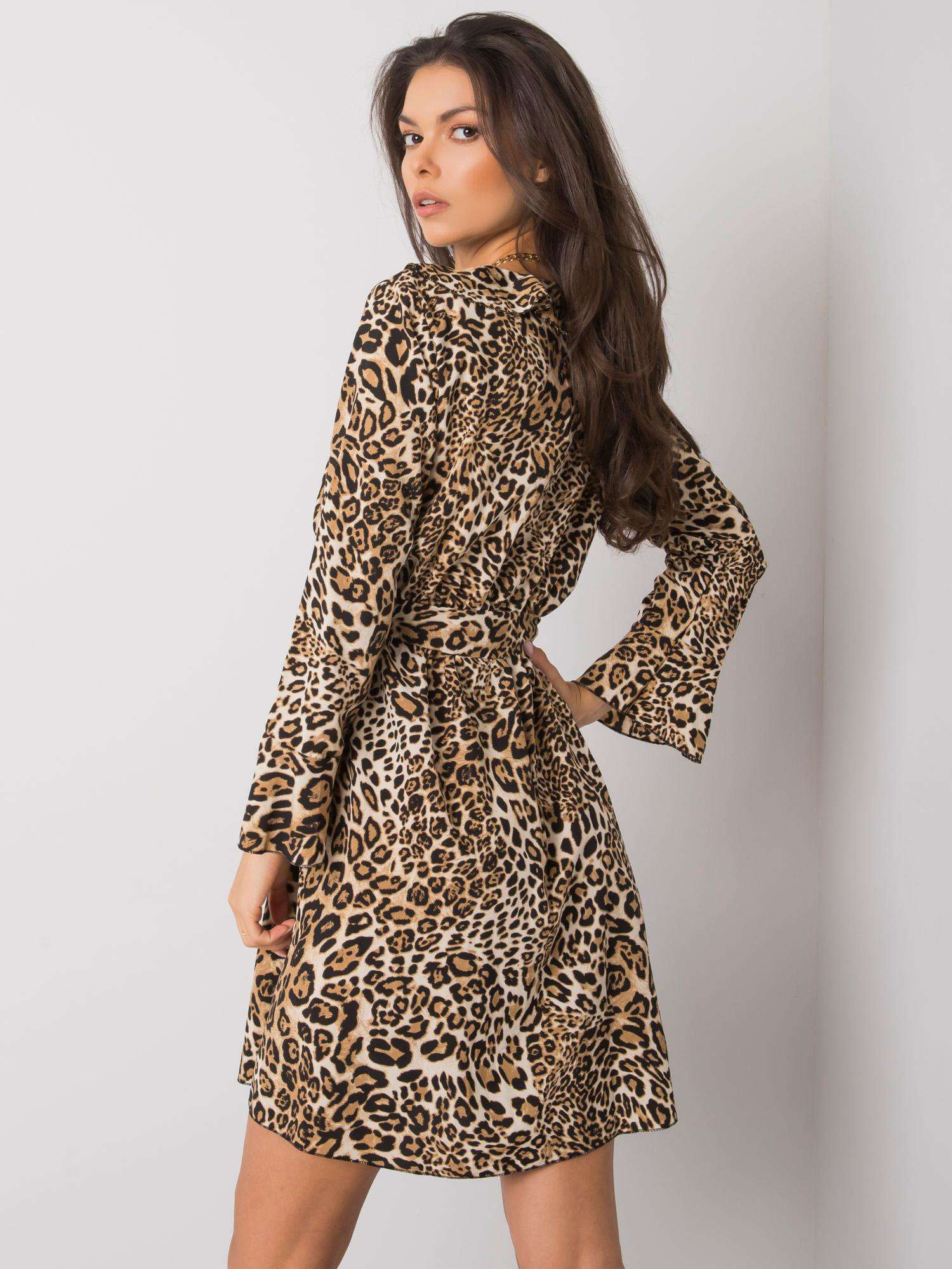 Beige-schwarzes gepunktetes Kleid Bexxley.