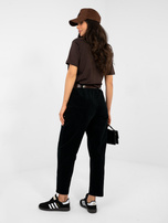 Czarne sztruksowe spodnie z nogawką 7/8