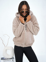 Jasnobeżowa rozpinana bluza miś z kapturem