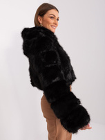 Hurt Czarna damska kurtka przejściowa z eko futerka