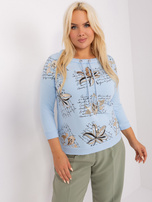 Hurt Light Blue Women's Plus Size Blouse with Print