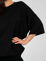 Czarna bluzka basic z miękkiego materiału RUE PARIS 