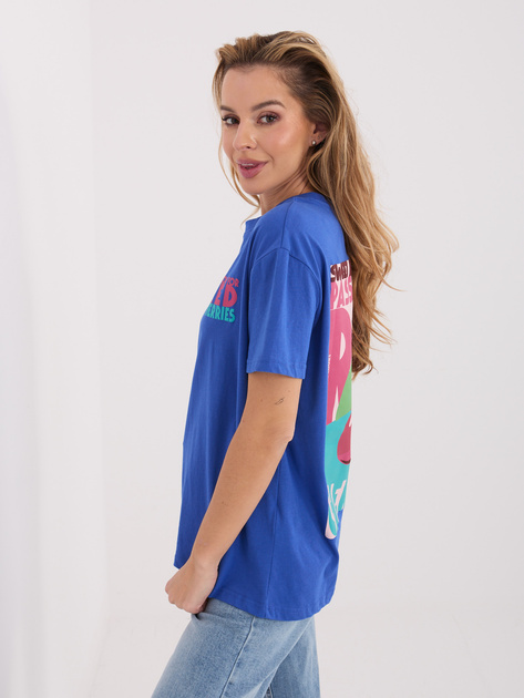 Ciemnoniebieski t-shirt z napisami SUBLEVEL