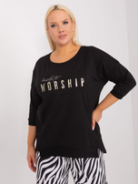 Hurtownia Czarna asymetryczna bluzka plus size