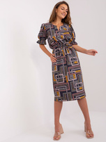 Hurt Grafitowa prosta sukienka z printem z wiskozą