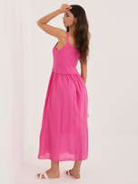 Fuksjowa bawełniana sukienka z podszewką