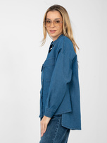 Niebieska jeansowa koszula z dłuższym tyłem