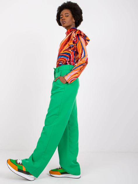 Pomarańczowa welurowa bluzka z falbankami Lina