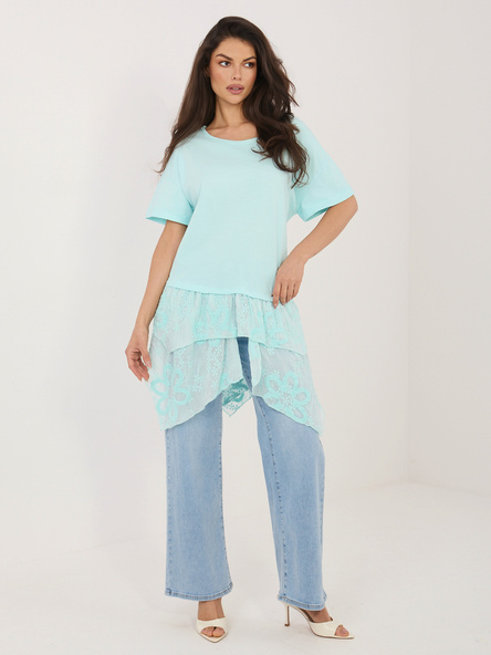 Miętowa długa bluzka z bawełny