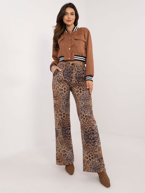 Hurt Camelowe damskie spodnie materiałowe z zwierzęcy print