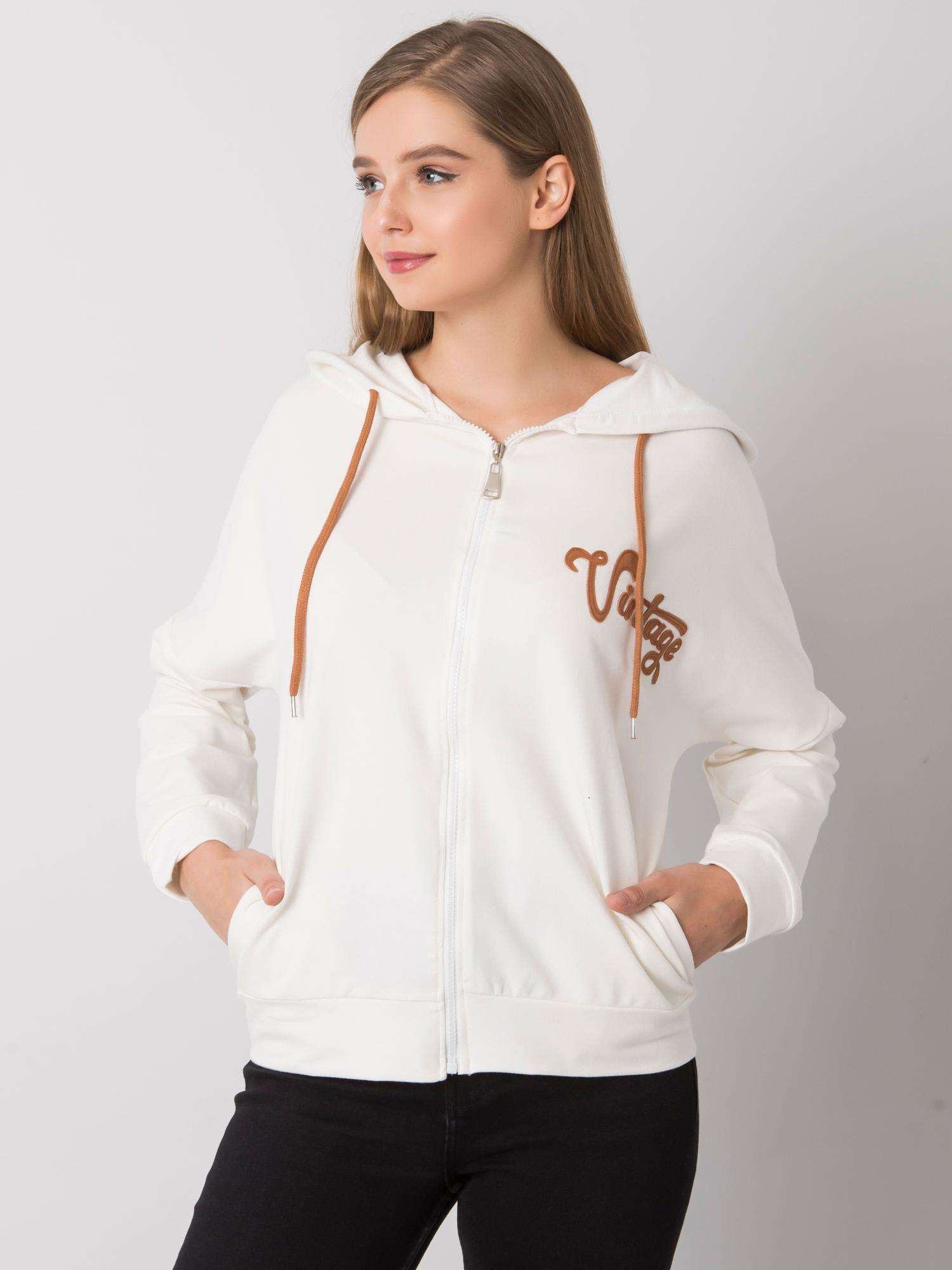 Ecru rozpinana bluza z kapturem Diane