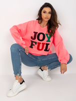 Hurt Fluo różowa damska bluza bez kaptura z naszywkami