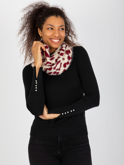 Hurtownia Jasnobeżowo-bordowy damski komin we wzory