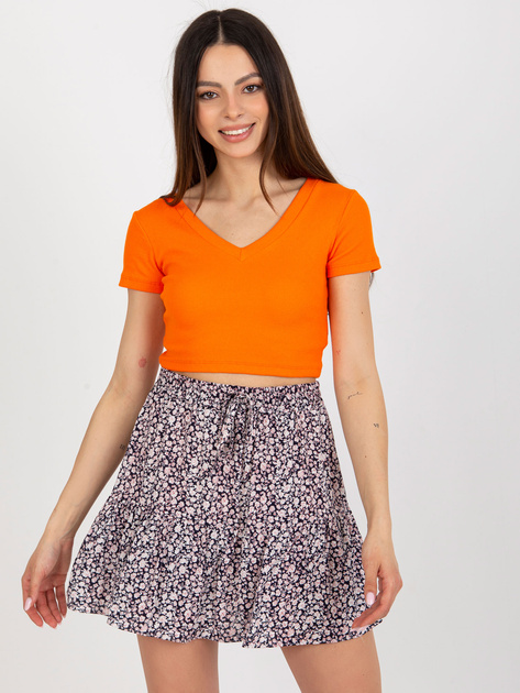 Hurt Granatowe krótkie spódnico-szorty z printem