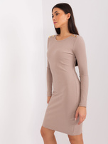 Hurt BASIC FEEL GOOD Ciemnobeżowa mini sukienka w prążek