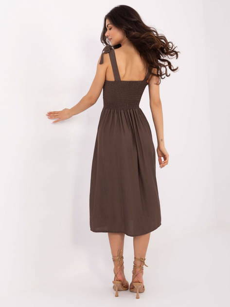 Ciemnobrązowa rozkloszowana sukienka na lato