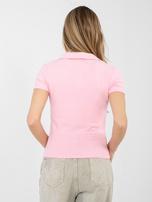 Jasnoróżowa dopasowana koszulka z kołnierzykiem