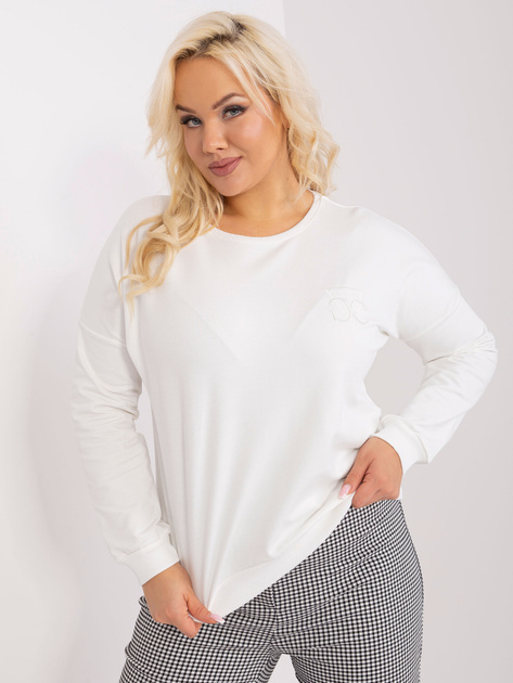 Hurtownia Ecru damska bluzka plus size z naszywką