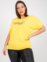 Żółty t-shirt plus size z aplikacją