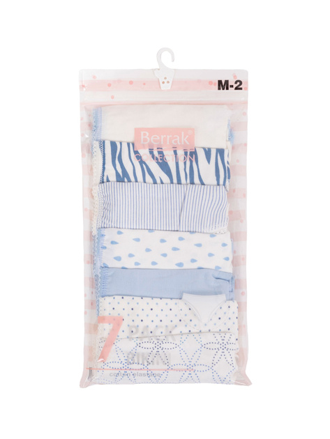 Hurt Niebiesko-ecru damskie majtki z nadrukiem 7-pak