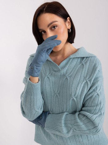 Hurt schmutzigblaue Handschuhe mit Einsätzen aus Kunstleder.