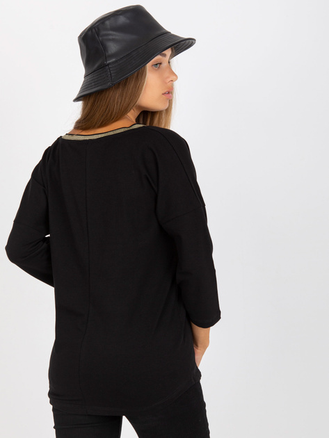 Hurtownia Czarna bluzka na co dzień z bawełny RUE PARIS