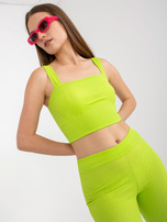 Limonkowy komplet casualowy ze spodniami z wysokim stanem