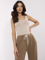 Ecru dresowe spodnie basic z wiązaniem