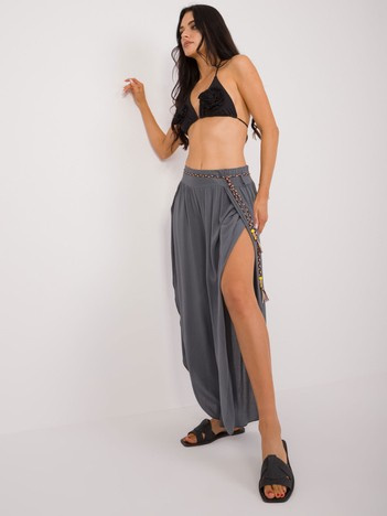 Hurt Grafitowe szerokie spodnie z materiału OCH BELLA