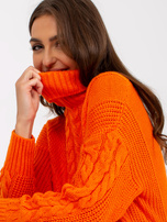 Hurt Pomarańczowa mini sukienka dzianinowa w warkocze RUE PARIS 