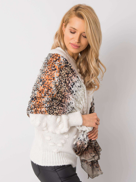 Khaki-pomarańczowa chusta we wzory