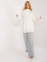 Großhandel Ecru langer Oversize-Pullover mit Kapuze.