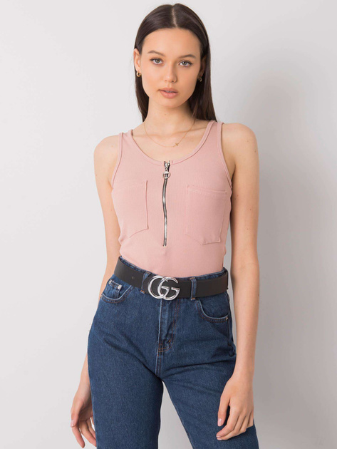 Brudnoróżowy top z kieszonkami Rosalind