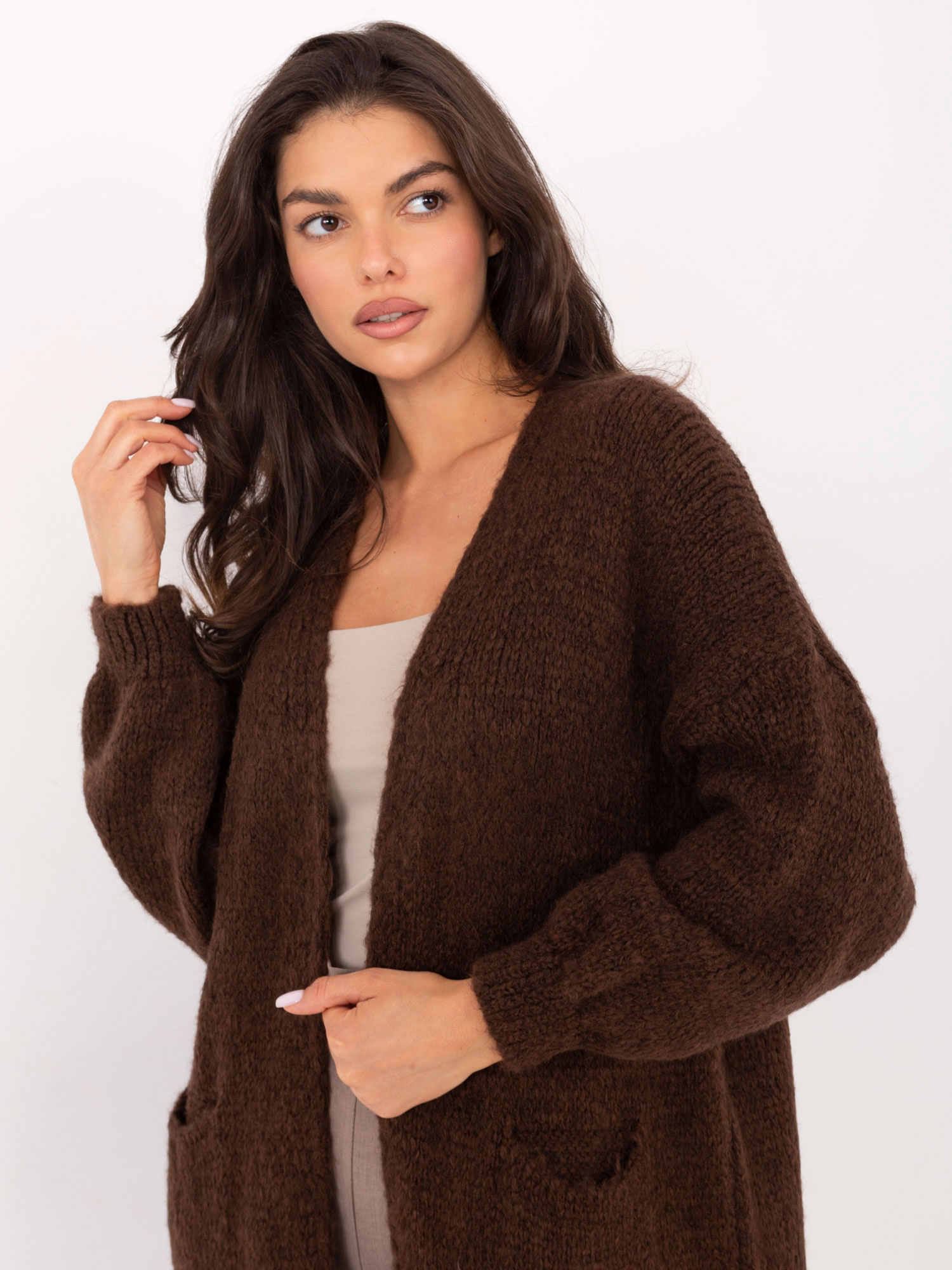 Sweter ciemny brązowy