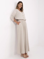 Beżowe muślinowe spodnie z szeroką nogawką
