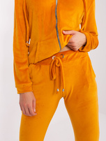 Hurt Ciemnożółty damski komplet welurowy z wiskozy