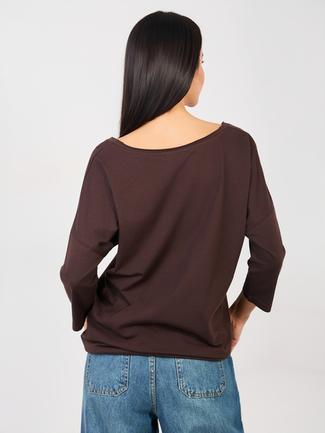 Czekoladowa bluzka basic z wiązaniem RUE PARIS