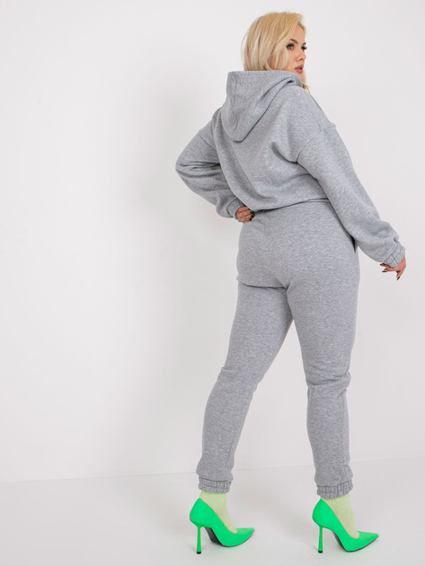 Szary melanżowy dresowy komplet plus size z kieszeniami