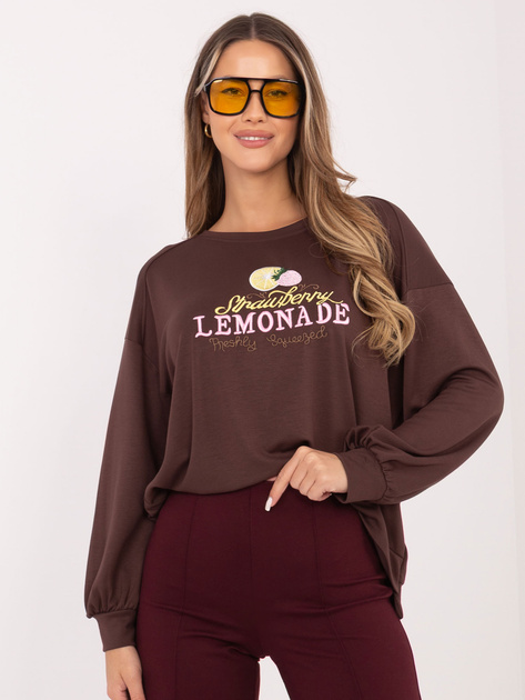 Czekoladowa bluza z haftowanym napisem RUE PARIS