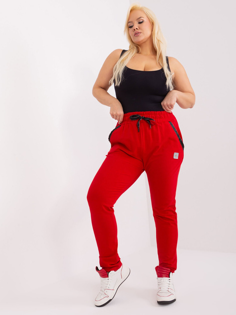 Hurt Czerwone dresowe spodnie plus size z wiązaniem